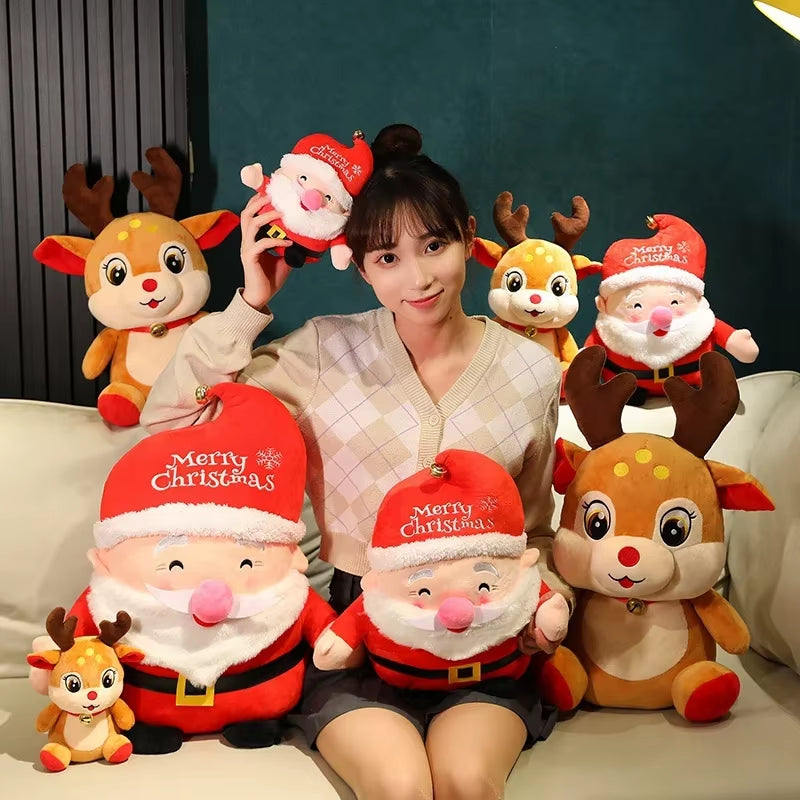 20CM Cute Christmas Series Doll Santa Claus Elk Plush Toy Stuffed Soft Snowman Deer Toys for Kids Girls Xmas Gift Decor Props