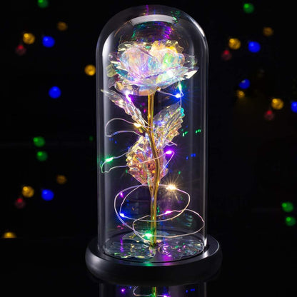 Mothers Day Rose Flower Gifts for Her,Forever Preserved Flowers,Artificial Flower Lasts in a Glass Dome, Unique Gifts for Mothers Day,Christmas,Anniversary(Colorful)