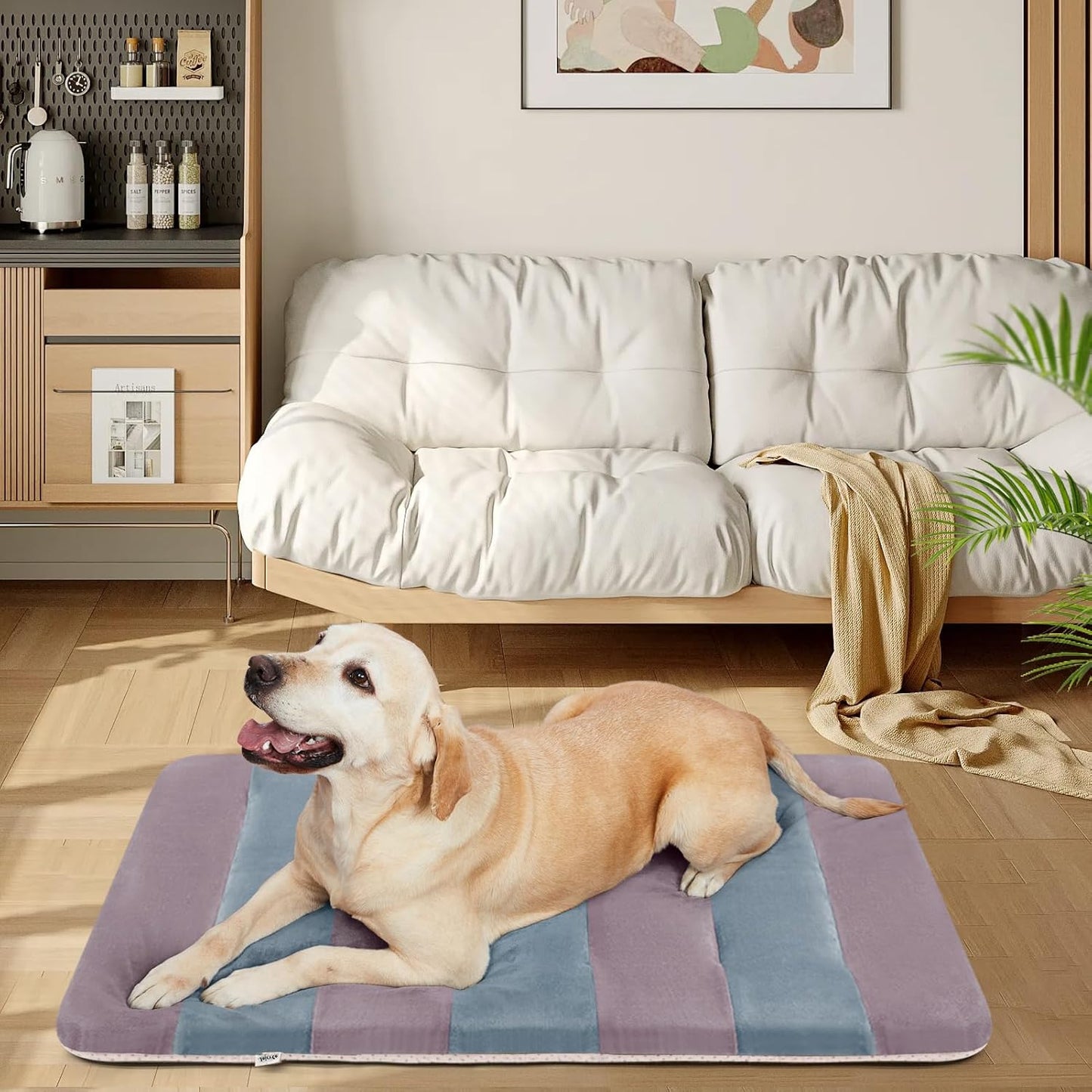 Large Dog Bed Crate Pad Mat 42" Dog Cat Pet Bed Sleeping Mats Washable Non Slip Mattress Kennel Pads, Mix Lilac Grey