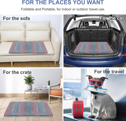 Large Dog Bed Crate Pad Mat 42" Dog Cat Pet Bed Sleeping Mats Washable Non Slip Mattress Kennel Pads, Mix Lilac Grey
